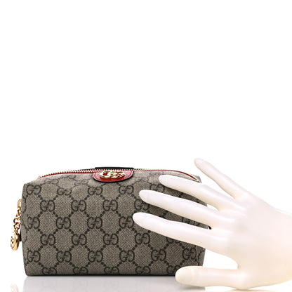 Gucci Soft GG Supreme Monogram Calfskin Medium Ophidia Cosmetic Case Beige Ebony Hibiscus Red 2 of 11