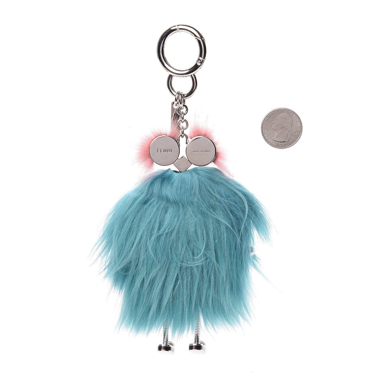 Fendi Mink Alpaca Fur Hypnoteyes Witches Bag Charm Acqua 2 of 4