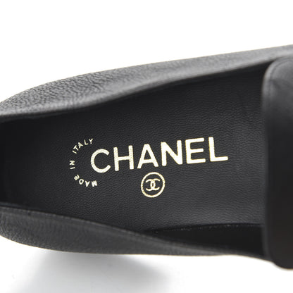 Chanel Calfskin CC Mocassin Loafers 38.5 Black 7 of 9