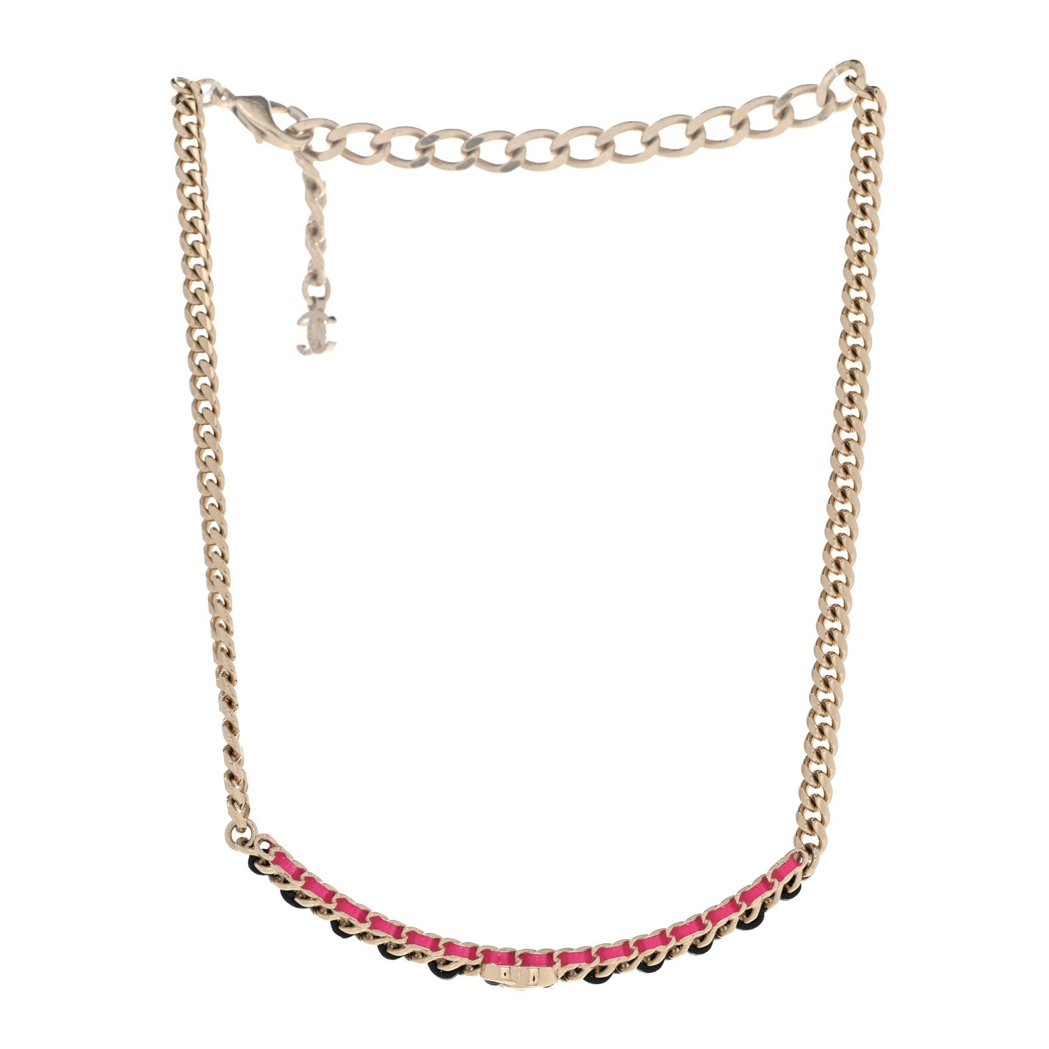 Chanel Metal Lambskin CC Choker Necklace Black Pink Gold 3 of 7