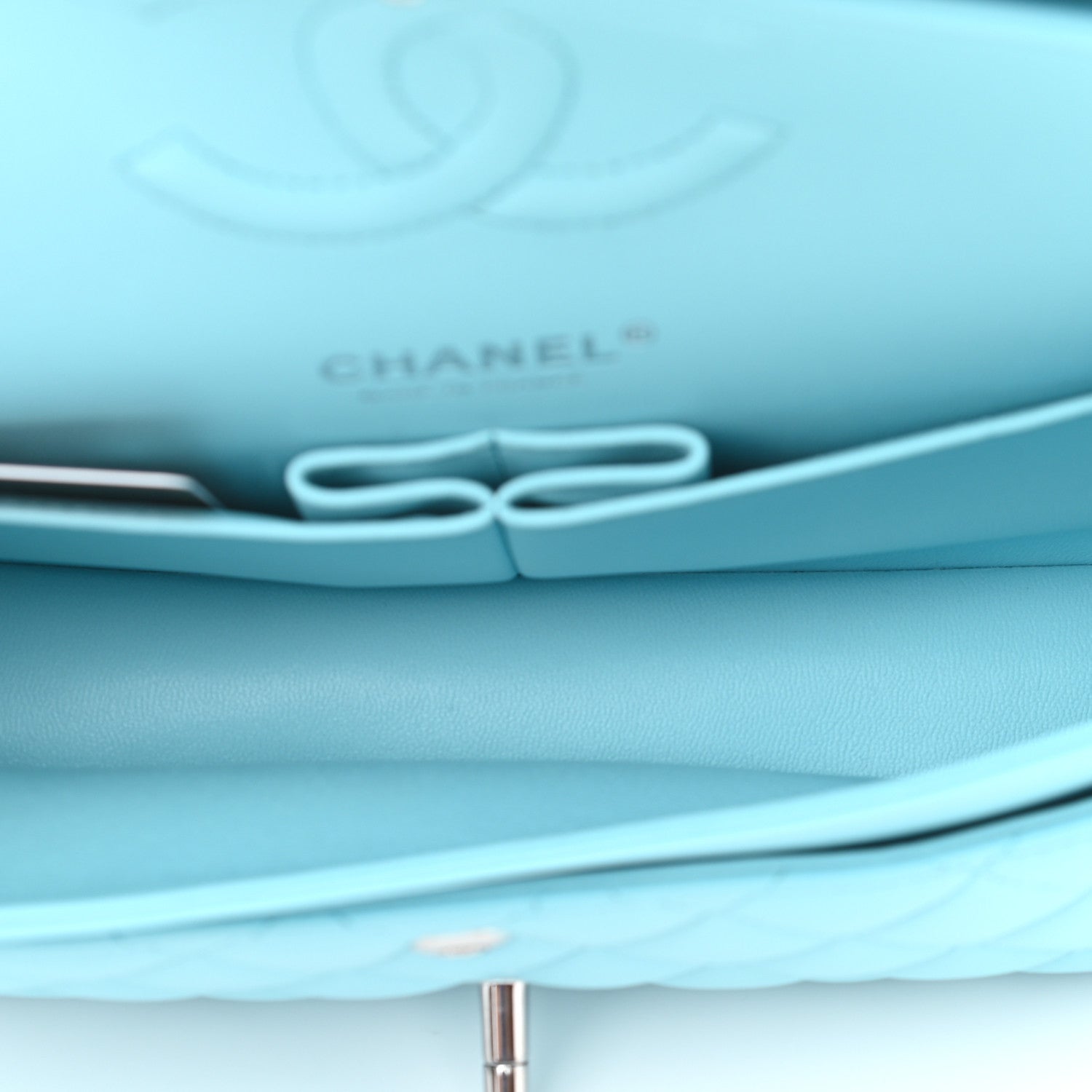 Chanel Lambskin Quilted Medium Double Flap Neon Blue 4 of 11