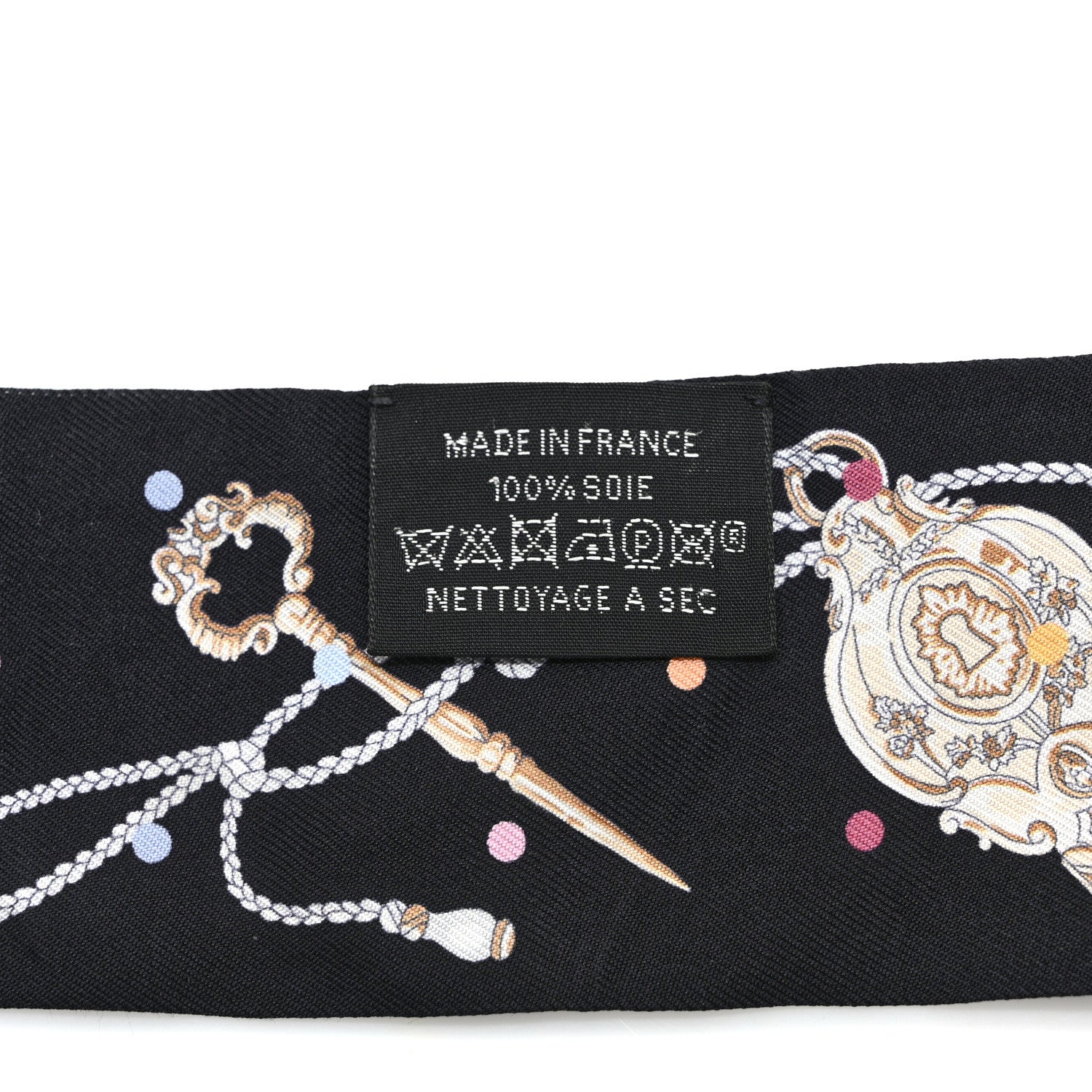 Hermes Silk Les Cles A Pois Twilly Black Beige Rose Multicolor 4 of 4
