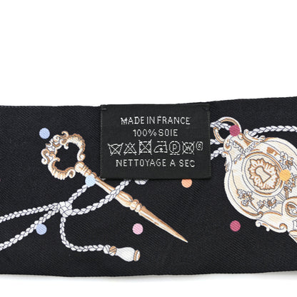 Hermes Silk Les Cles A Pois Twilly Black Beige Rose Multicolor 4 of 4