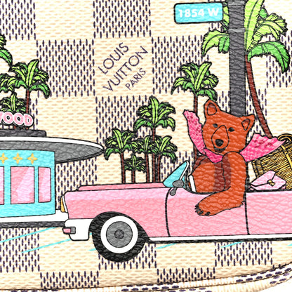 Louis Vuitton Damier Azur 2021 Christmas Animation Hollywood Mini Pochette Accessories Fuchsia 8 of 9