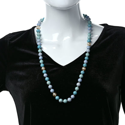 Chanel Pearl Beaded Ribbon Necklace Blue 2 of 5