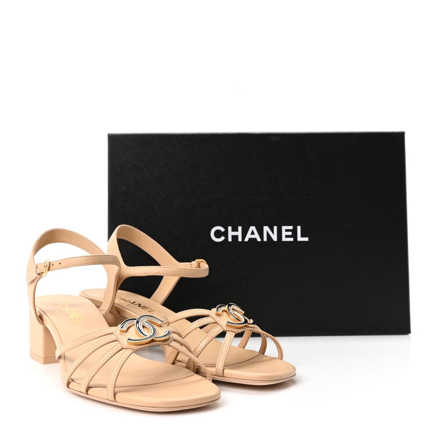 Chanel Lambskin Crystal CC Sandals 40 Beige 1889073 – FASHIONPHILE