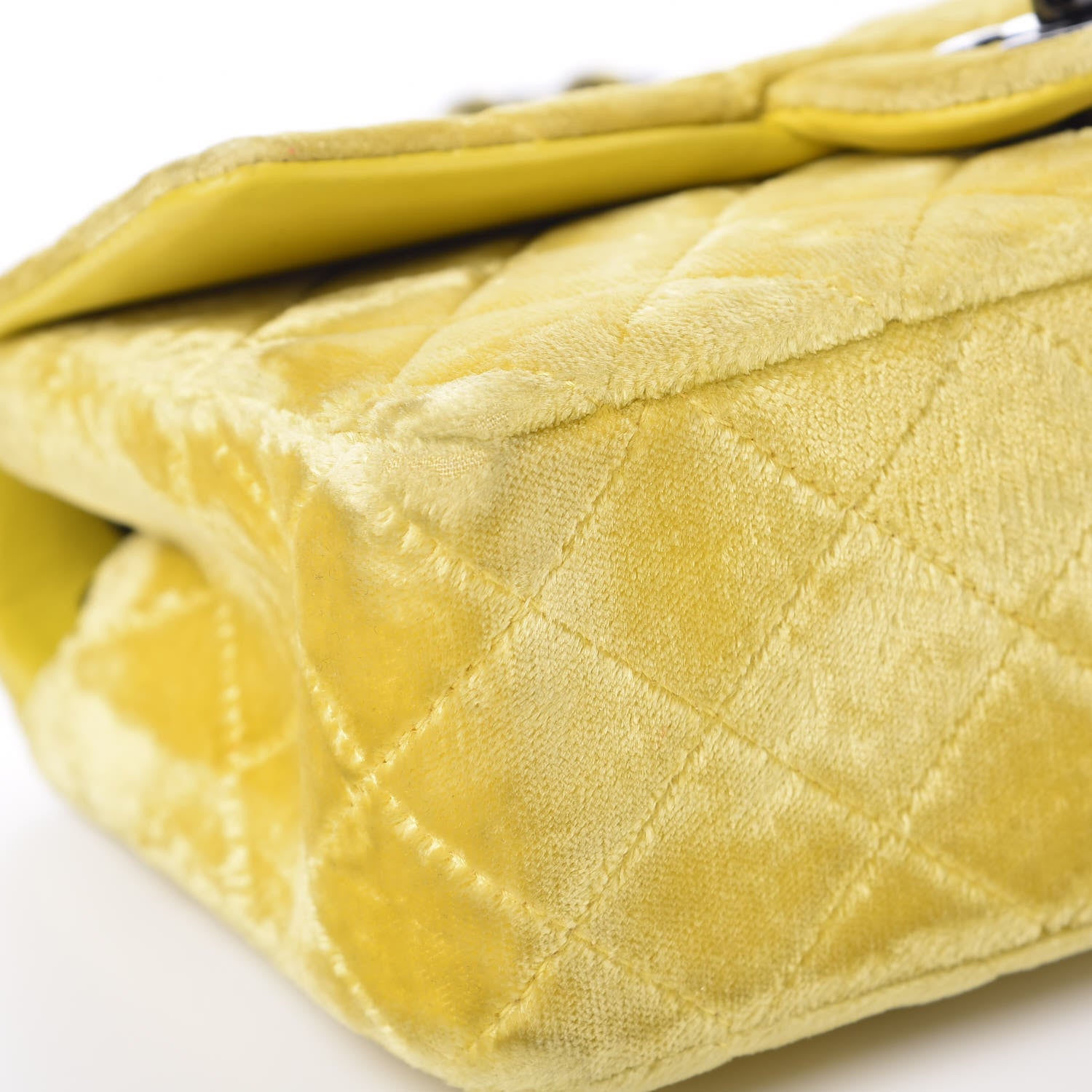 Chanel Velvet Quilted Mini Rectangular Flap Yellow 10 of 11