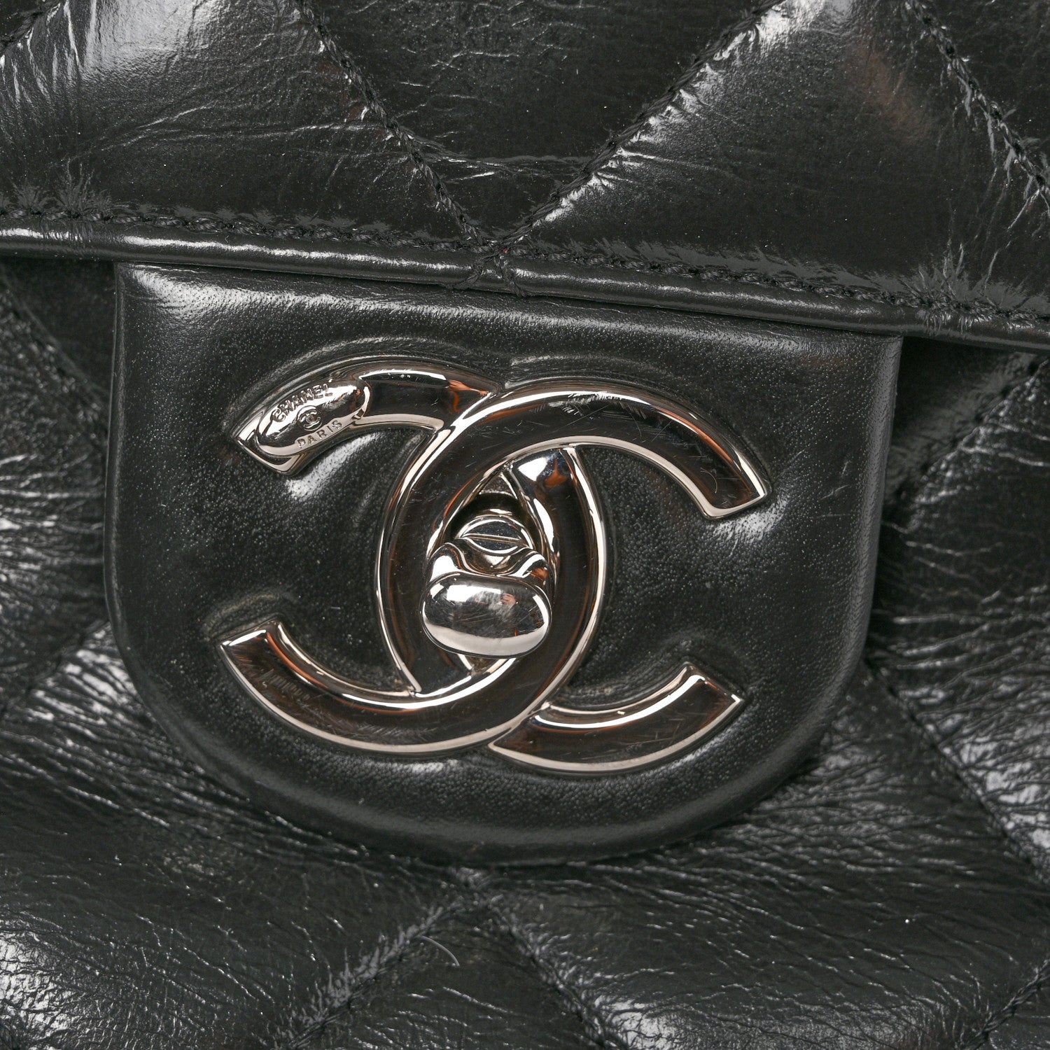 Chanel Glazed Calfskin Quilted Large CC Delivery Tote Black 12 of 14