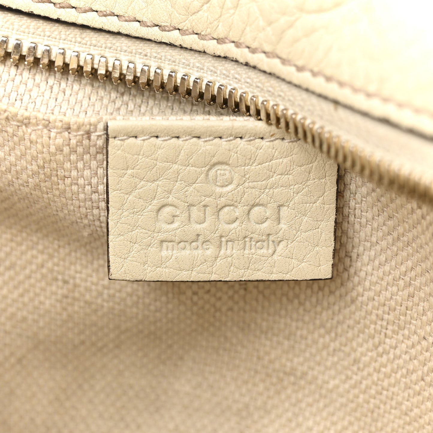Pebbled Calfskin Small Soho Disco Bag Off White