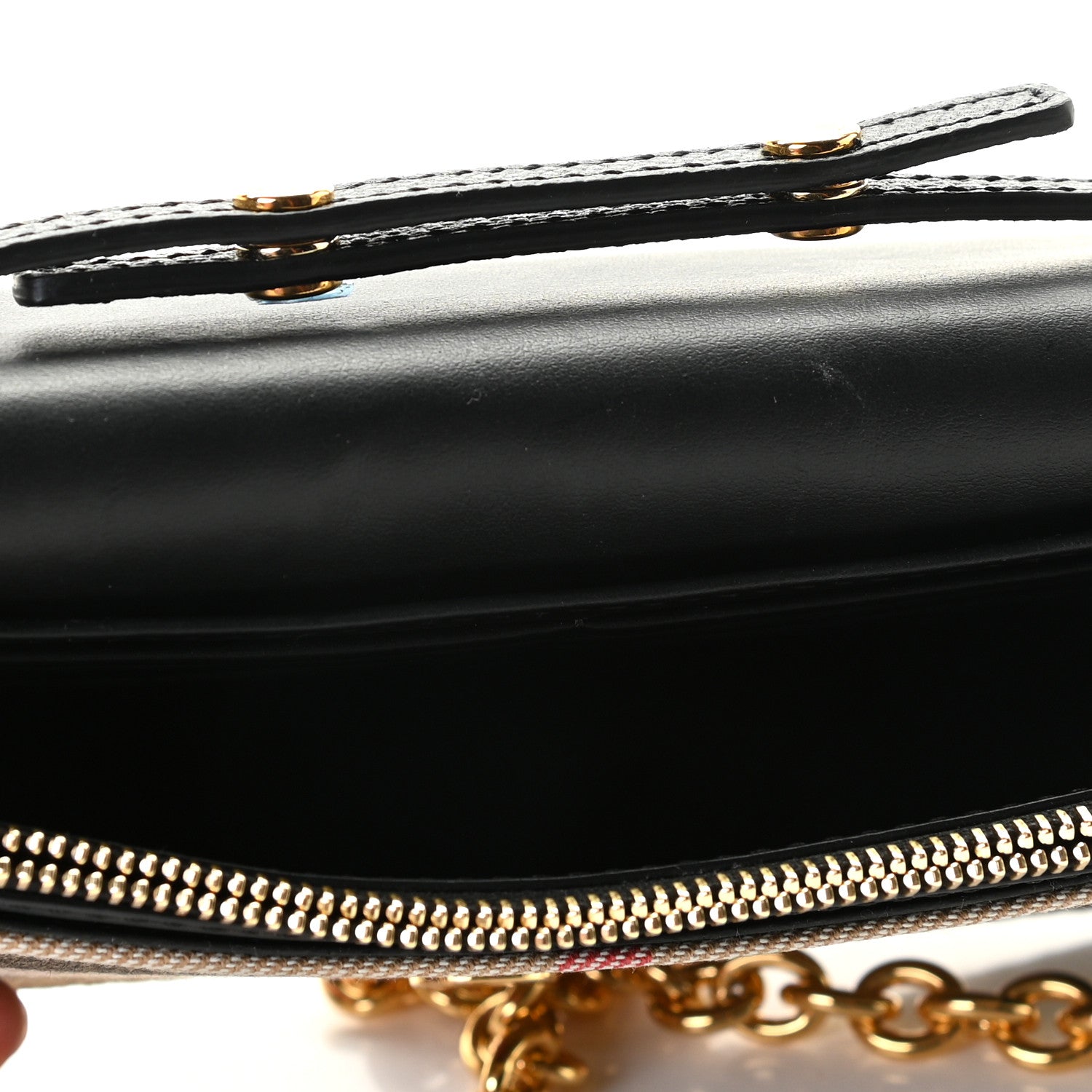 Burberry Derby Calfskin House Check Wallet On Chain Black 6 of 8