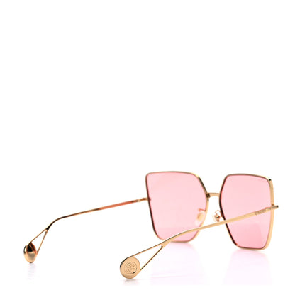 Gucci Metal Square Frame Sunglasses GG0436S Gold Pink 4 of 8