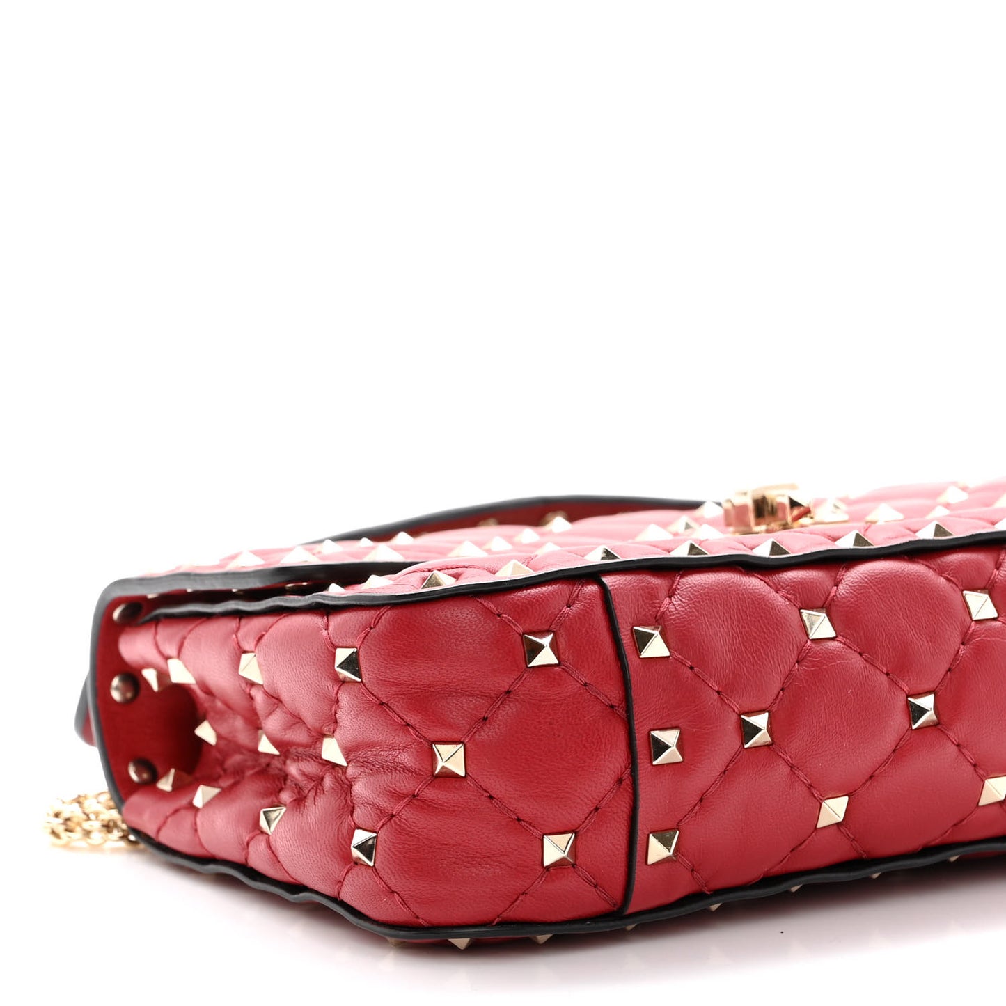 Nappa Small Rockstud Spike Shoulder Bag Rosso Valentino