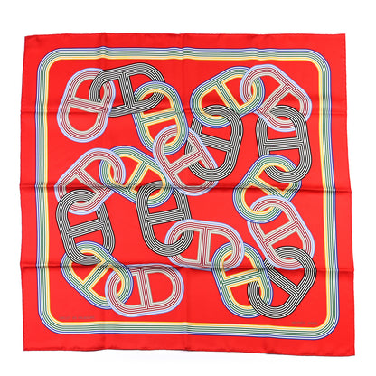 Hermes Silk Circuit 24 Faubourg Chemise Scarf 90 Rouge Vert Multicolor 1 of 5