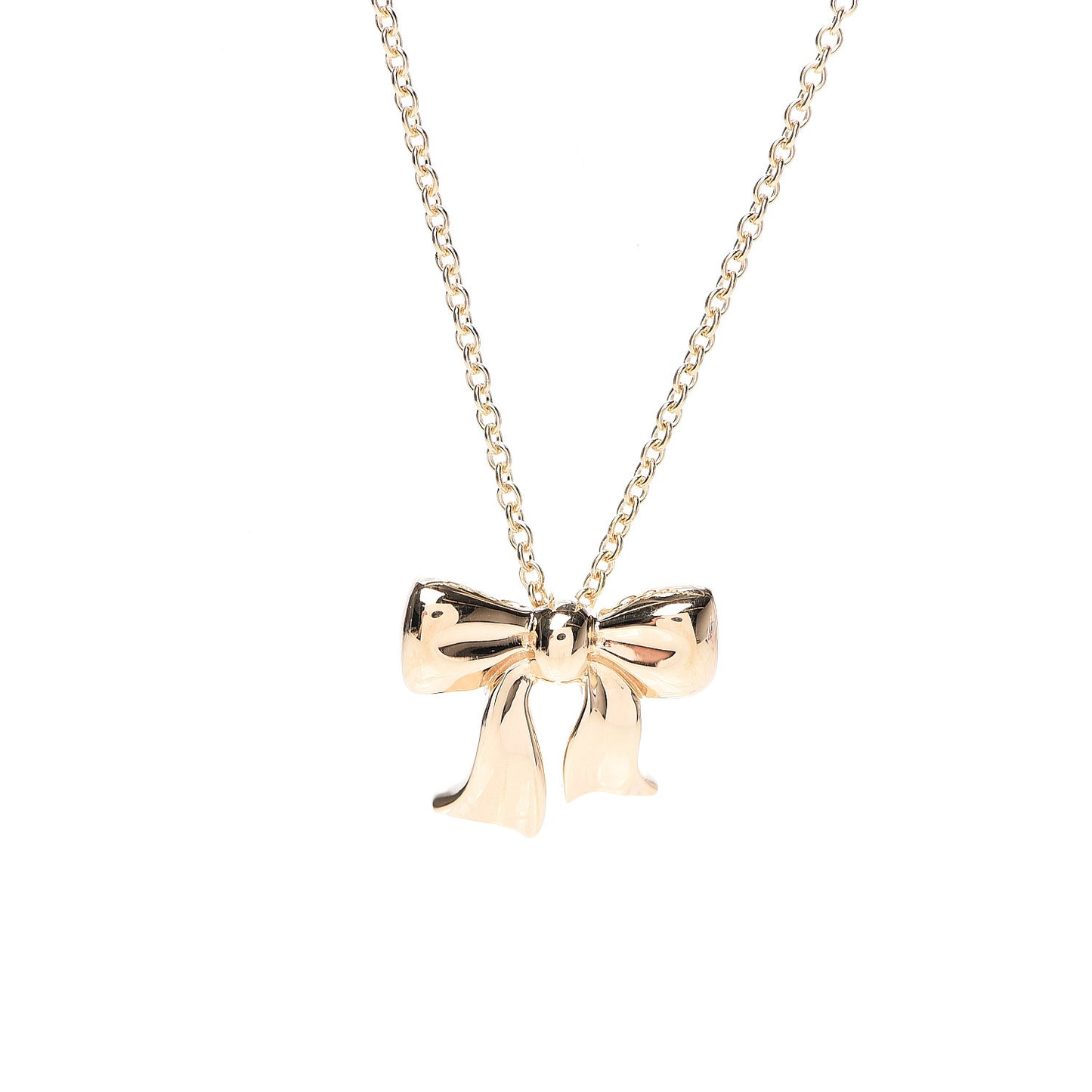18K Yellow Gold Bow Pendant Necklace