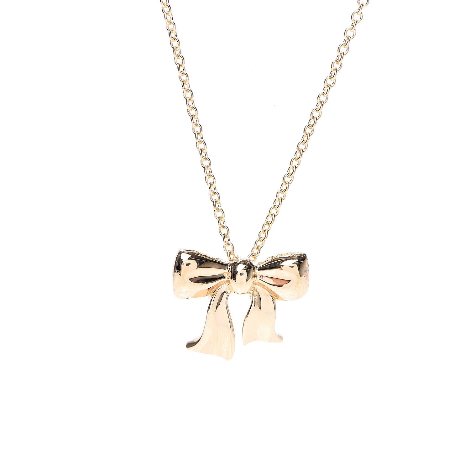 Tiffany 18K Yellow Gold Bow Pendant Necklace 4 of 7