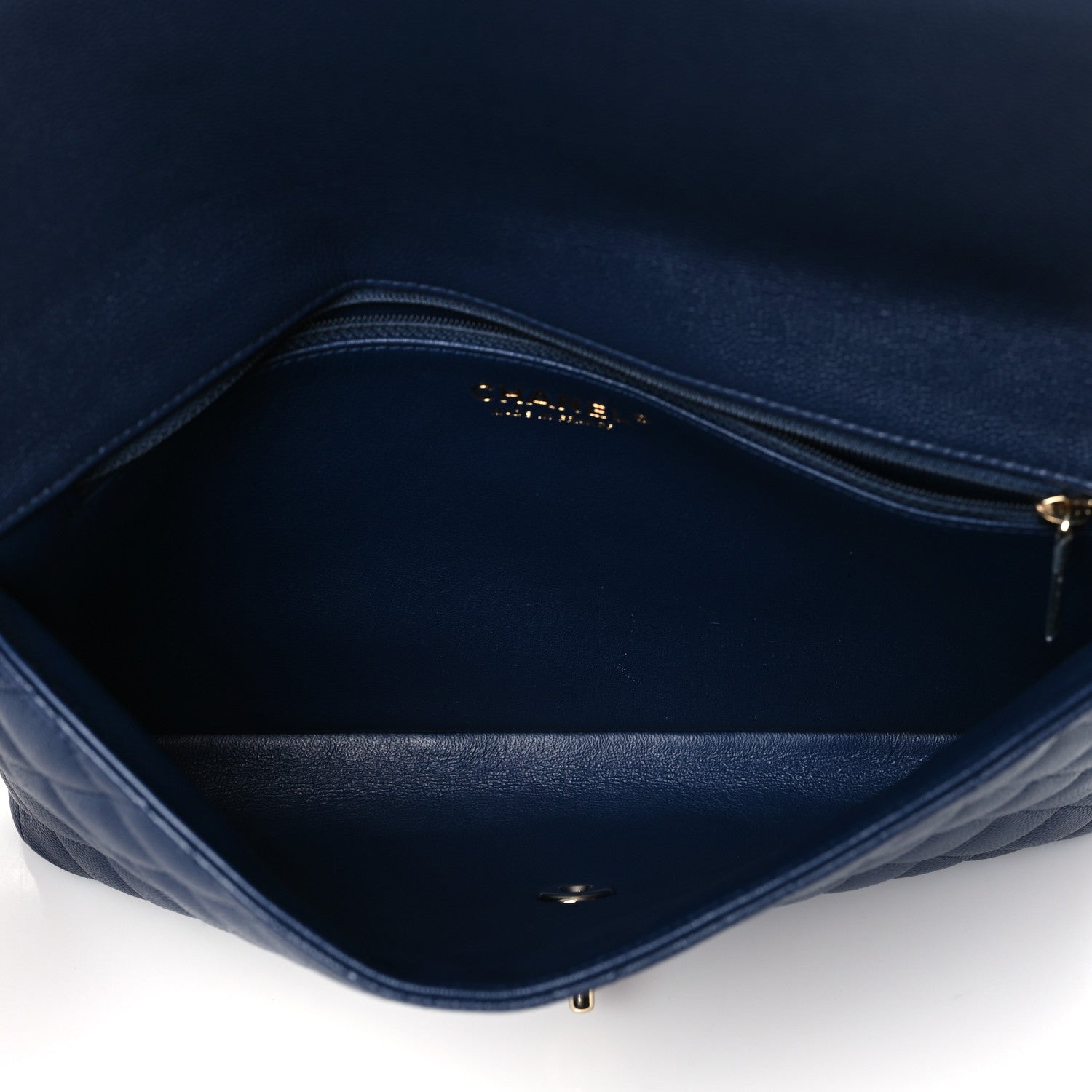 Chanel Caviar Quilted Flap Clutch Navy Blue 5 of 11
