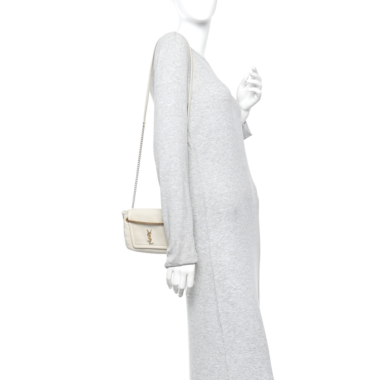 Saint Laurent Lambskin Quilted Monogram Mini Nolita Crema Soft 2 of 11