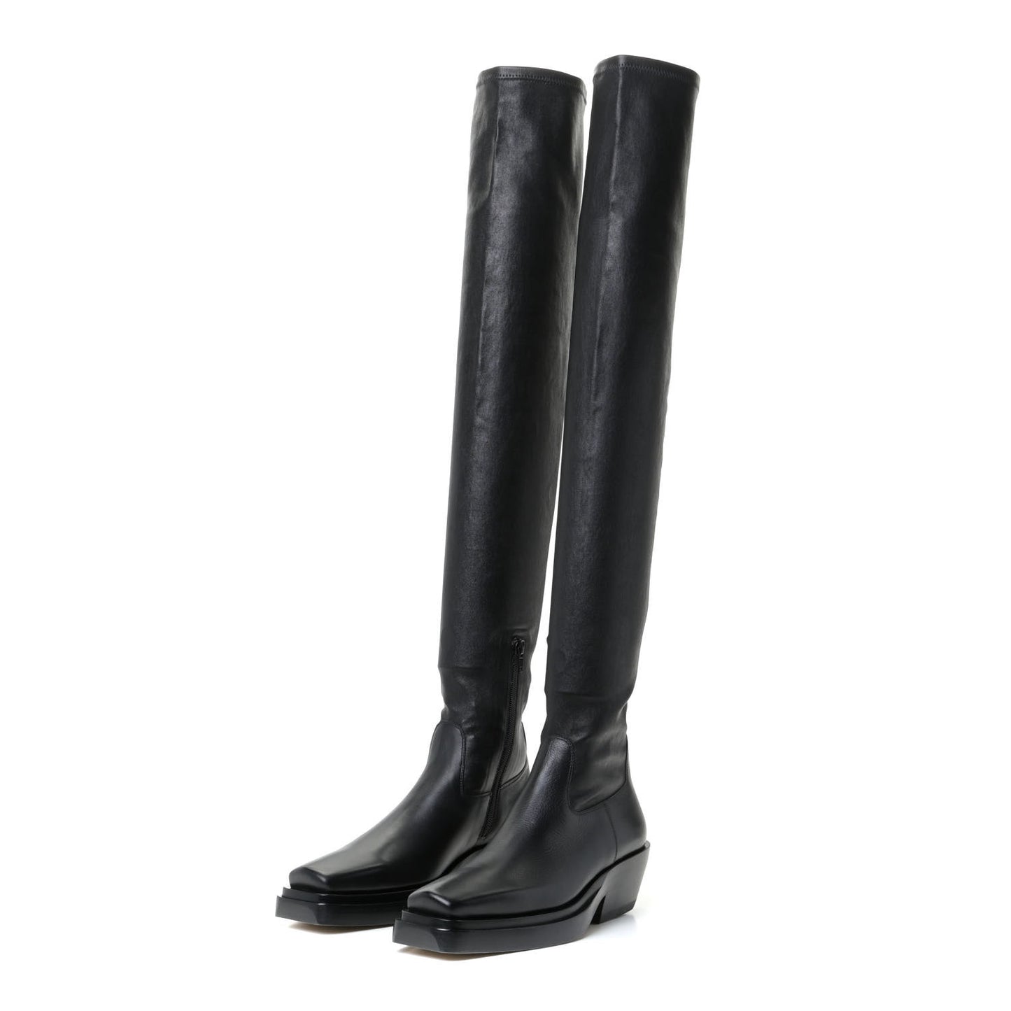 Calfskin Nappa Lean Over The Knee Boots 37.5 Black
