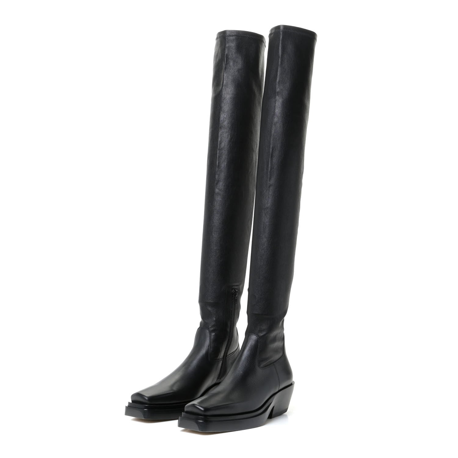 Bottega Veneta Calfskin Nappa Lean Over The Knee Boots 37.5 Black 2 of 12