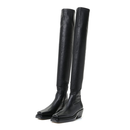 Bottega Veneta Calfskin Nappa Lean Over The Knee Boots 37.5 Black 2 of 12