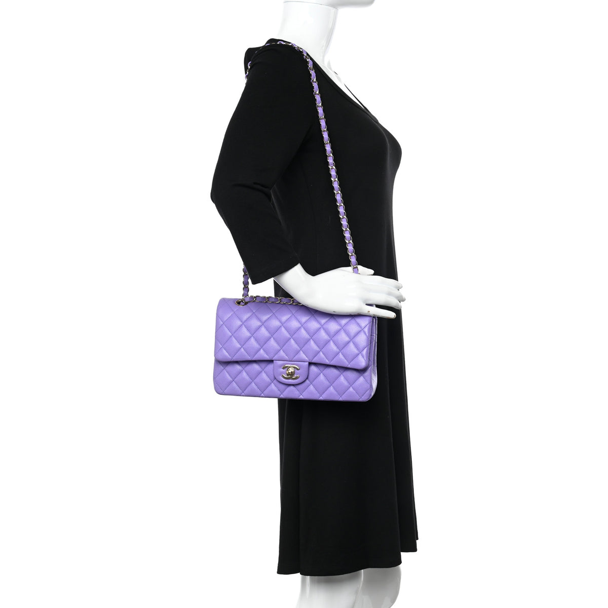 Chanel Caviar Quilted Medium Double Flap Purple 2 of 11