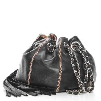 Chanel Lambskin Satin Reversible Mini Sac Cordon Black Peach 5 of 8