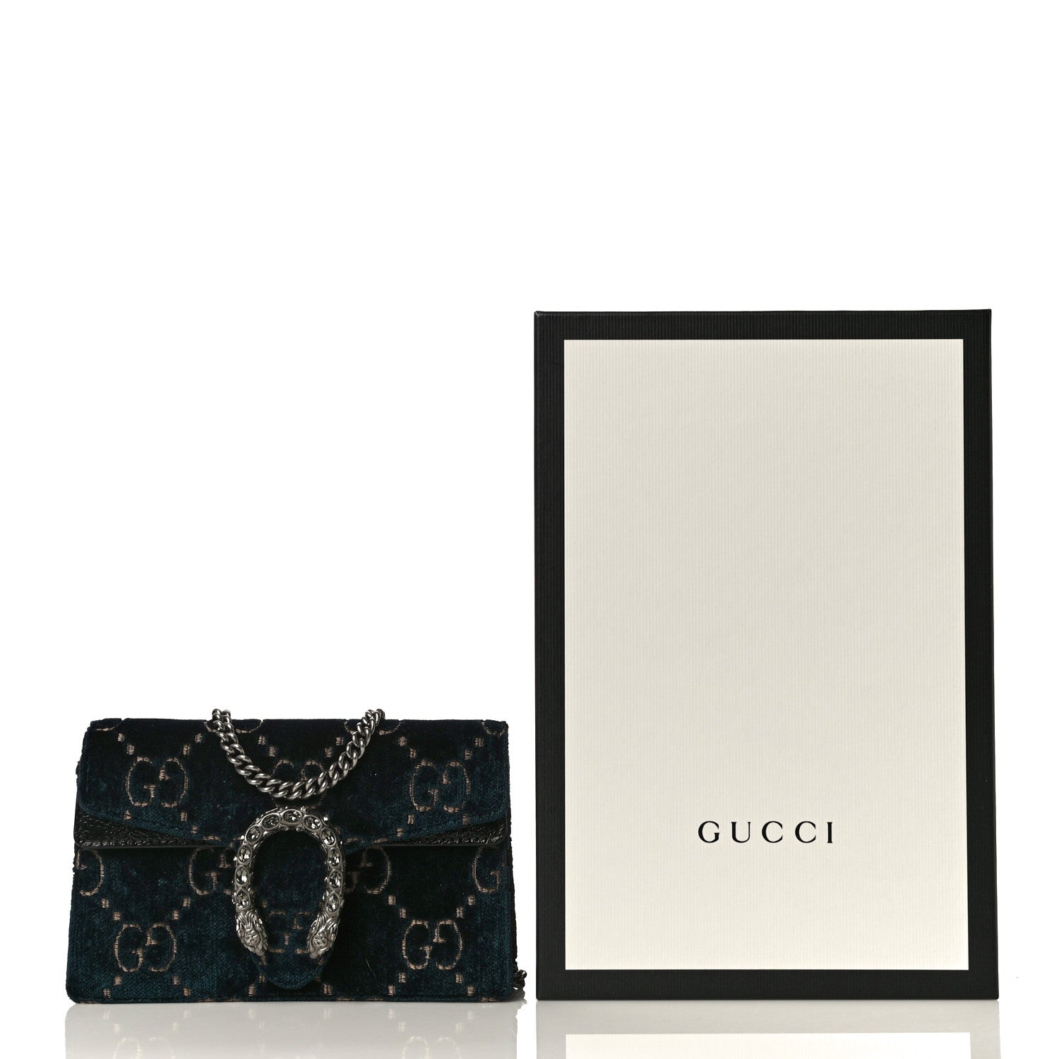 Gucci Velvet GG Monogram Super Mini Dionysus Shoulder Bag Blue Beige Black 11 of 11