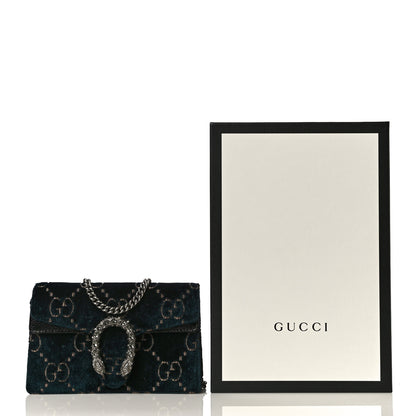 Gucci Velvet GG Monogram Super Mini Dionysus Shoulder Bag Blue Beige Black 11 of 11