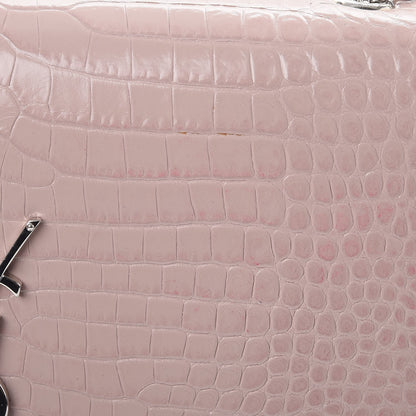 Saint Laurent Calfskin Crocodile Embossed Medium Classic Monogram Kate Tassel Satchel Powder Pink 8 of 11