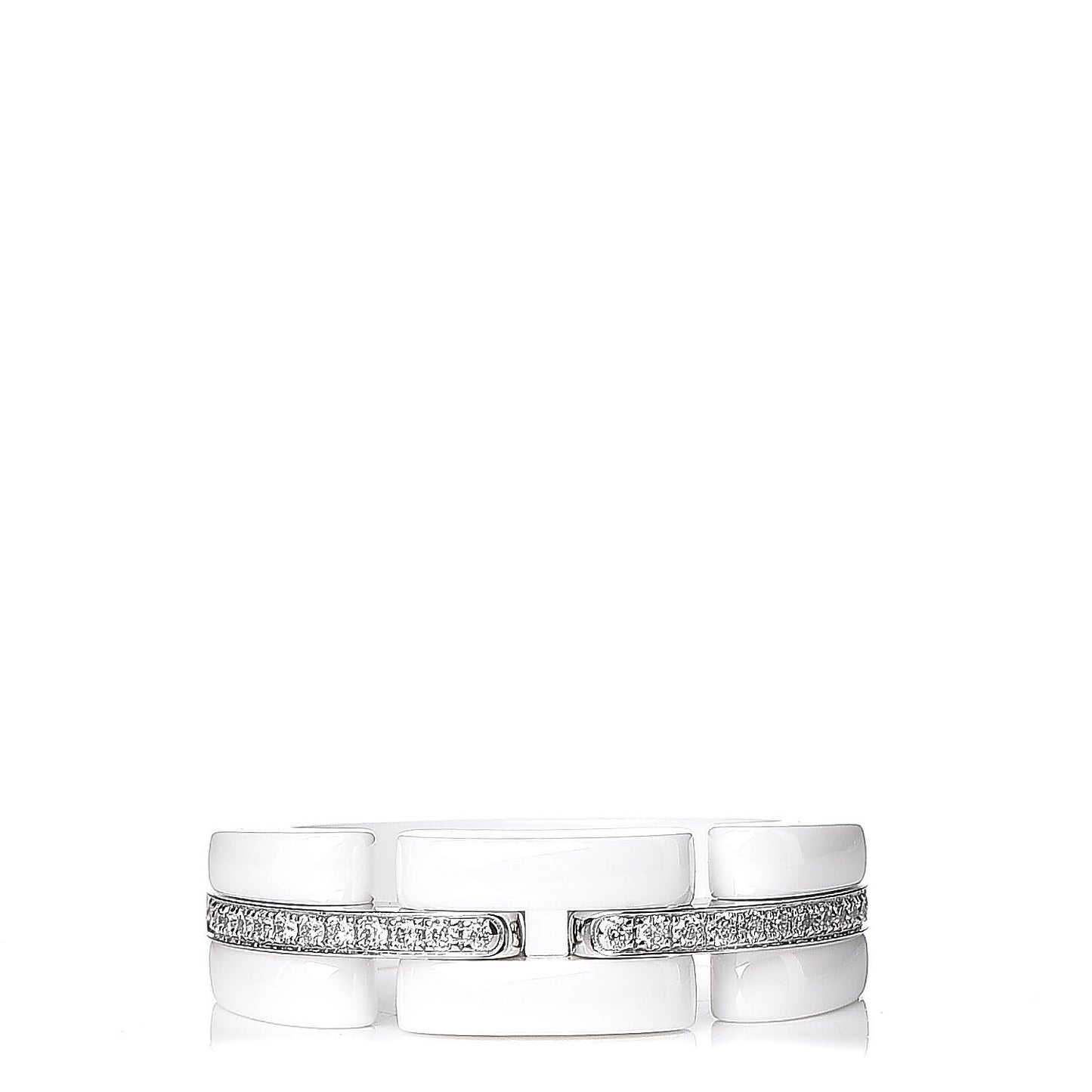 18K White Gold White Ceramic Diamond Ultra Ring 53 6.25