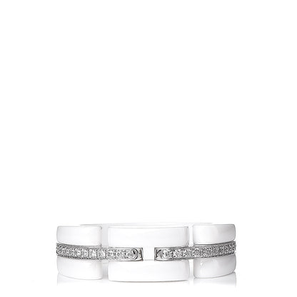 Chanel 18K White Gold White Ceramic Diamond Ultra Ring 53 6.25 1 of 6