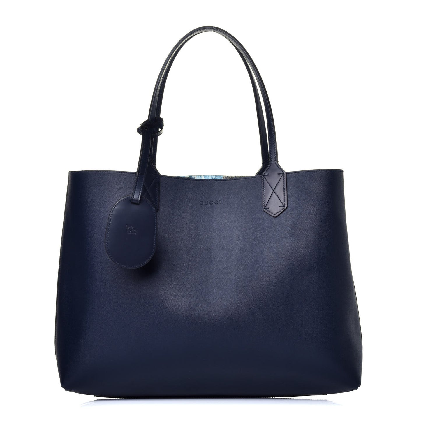 GG Supreme Monogram Blooms Medium Reversible Tote Beige Blue Navy