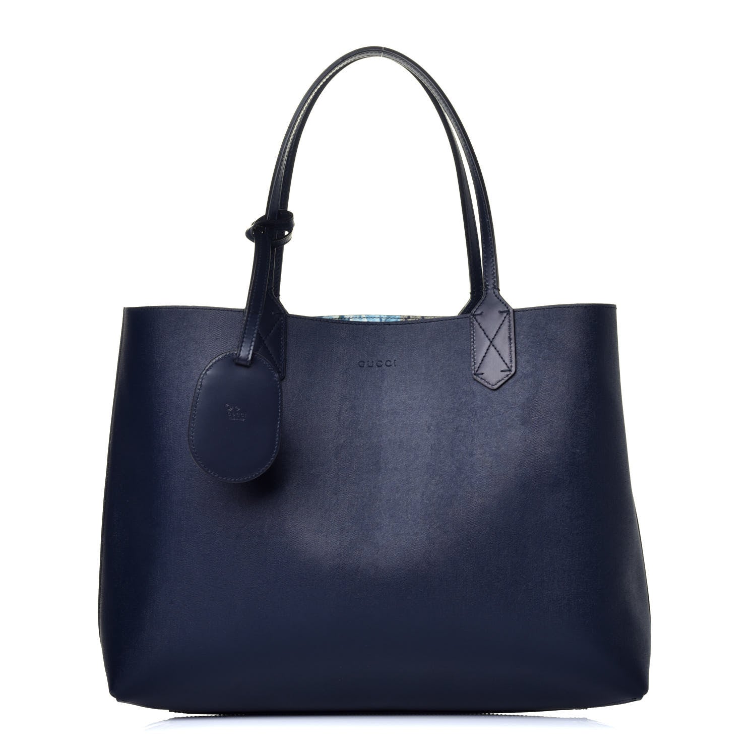 Gucci GG Supreme Monogram Blooms Medium Reversible Tote Beige Blue Navy 4 of 16