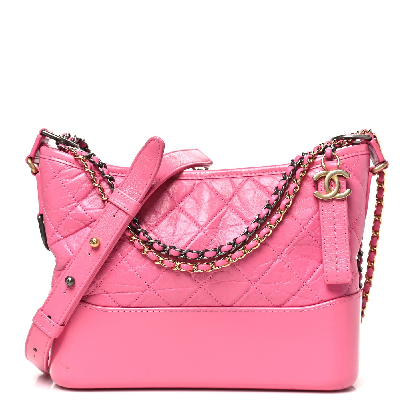 Aged Calfskin Quilted New Medium Gabrielle Hobo Pink