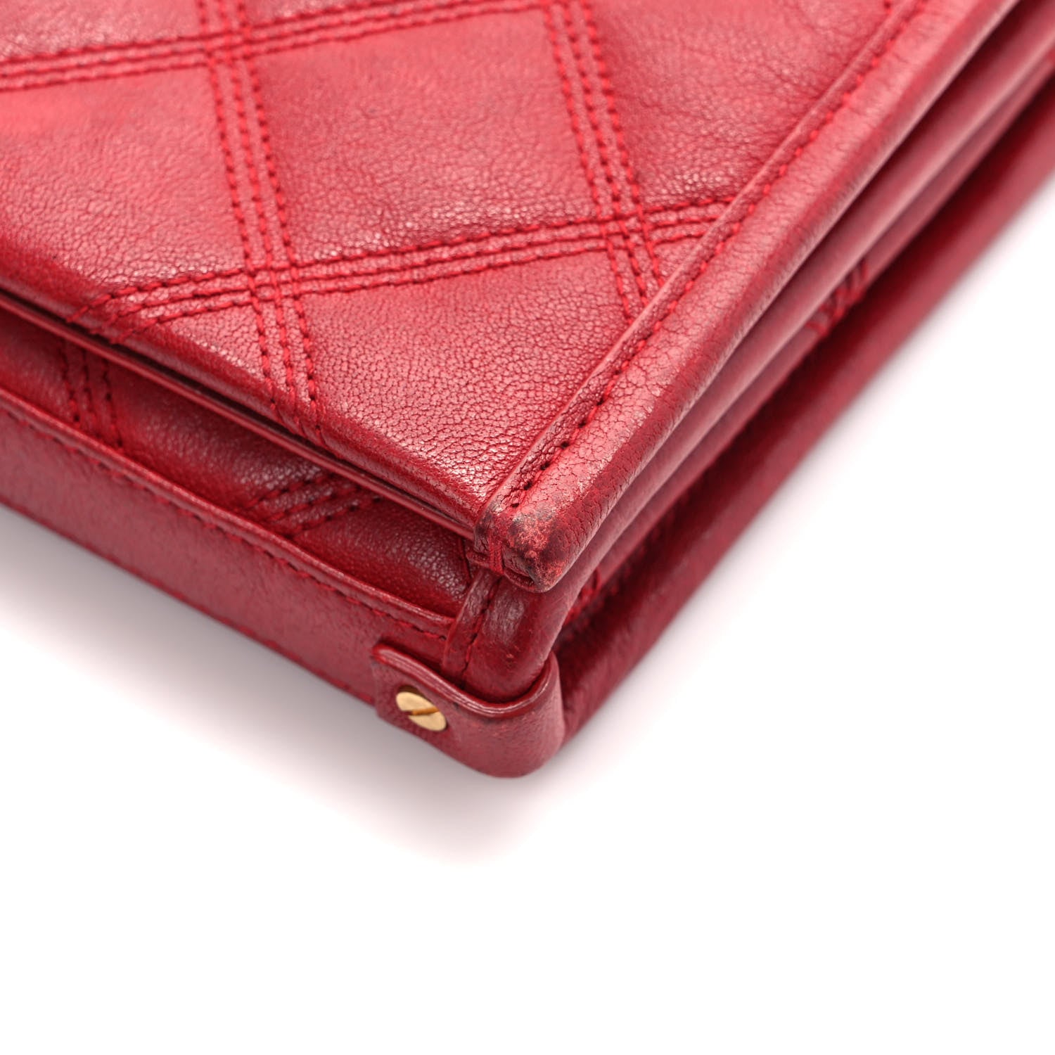 Saint Laurent Lambskin Diamond Quilted Becky Chain Wallet Rouge Eros 10 of 11