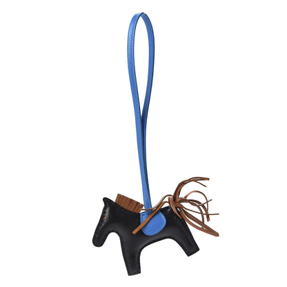 Hermes Milo Lambskin Grigri Rodeo Horse Bag Charm PM Black Gold Bleu Zanzibar 1 of 5