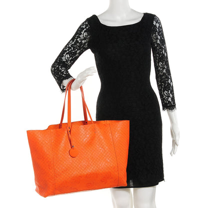 Bottega Veneta Calfskin Intrecciomirage Intarsio Large Tote Tangerine 2 of 7