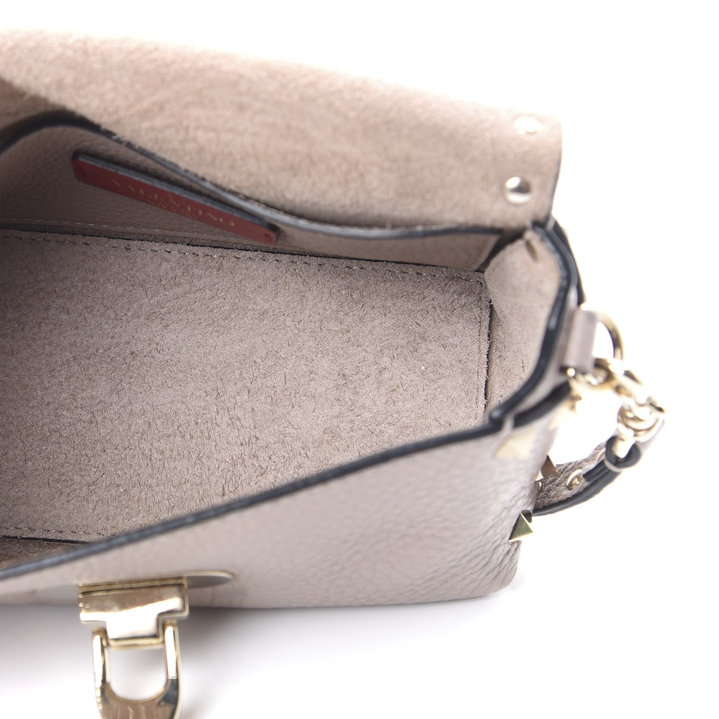 Pebbled Calfskin Mini Rockstud Crossbody Bag Poudre