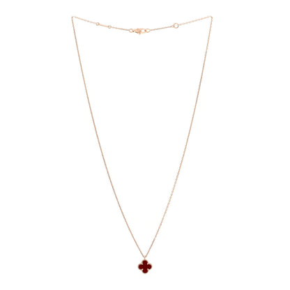Van Cleef & Arpels 18K Rose Gold Carnelian Sweet Alhambra Pendant Necklace 3 of 7