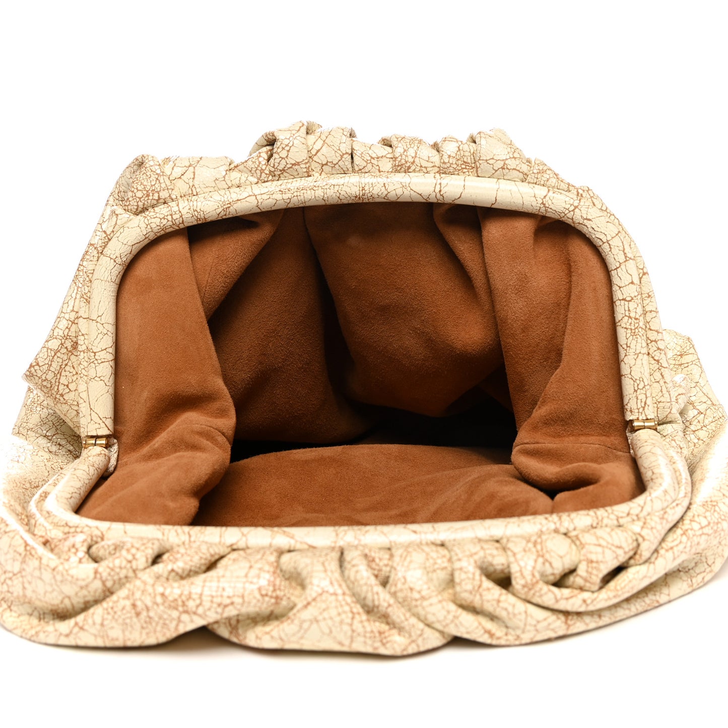 Crackled Calfskin The Pouch Oversized Clutch Zabaione