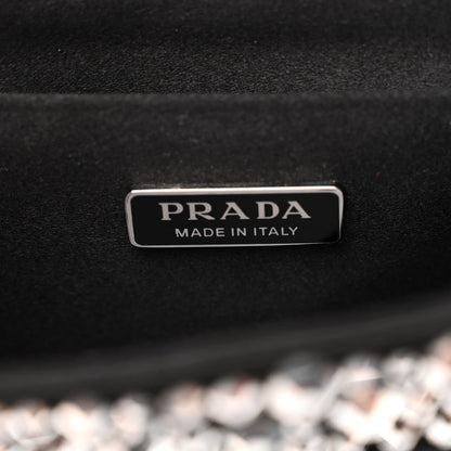 Prada Satin Crystal Metal Triangle Logo Small Double Handle Crossbody Tote Metal 6 of 10