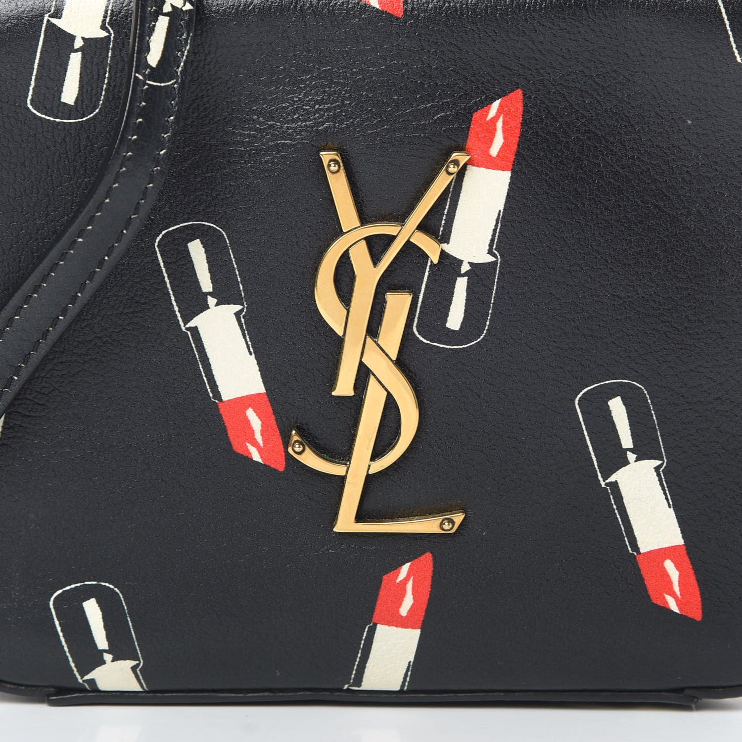 Saint Laurent Calfskin Lipstick Print Small Monogram Camera Bag Black 8 of 11