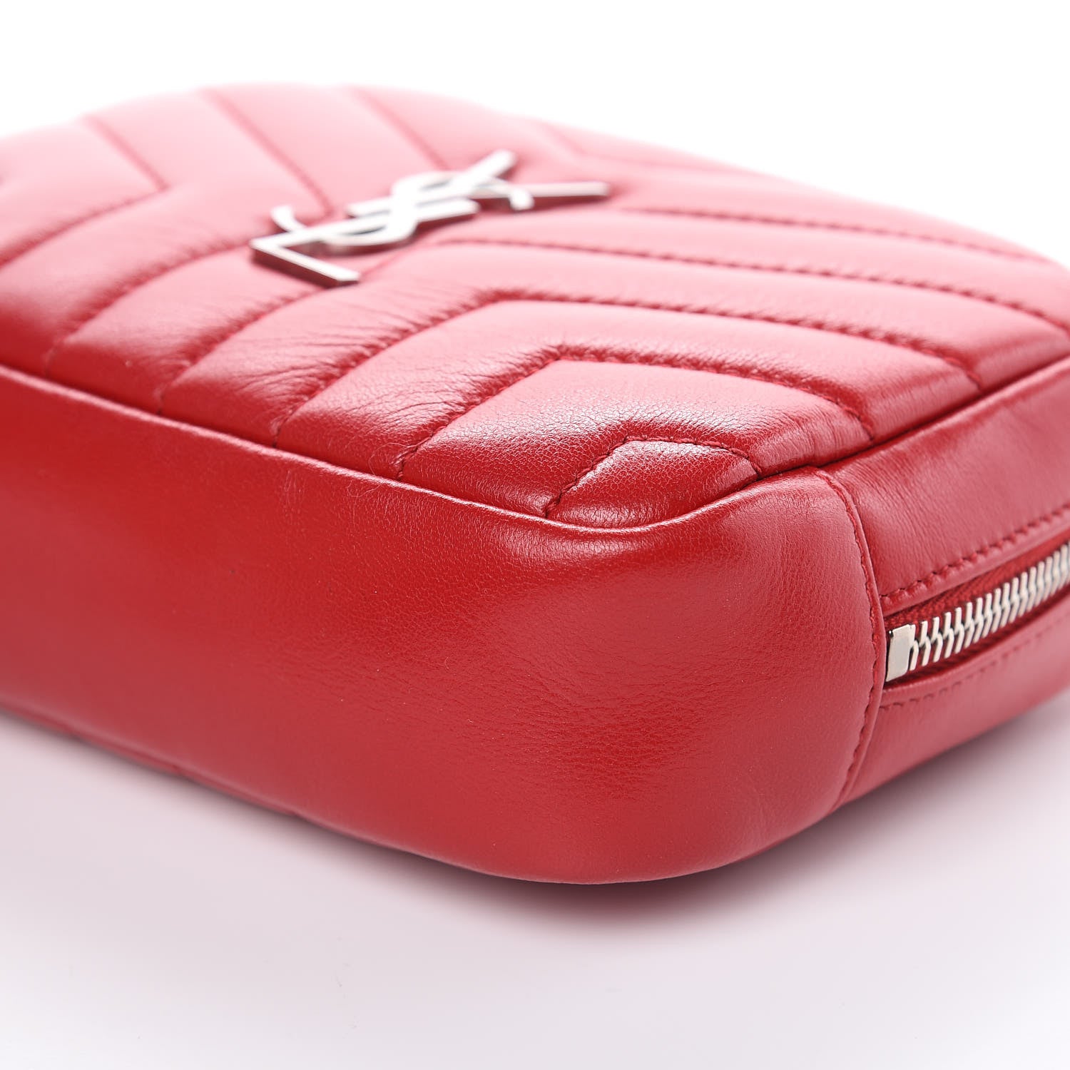 Saint Laurent Lambskin Y Quilted Monogram Loulou Cosmetic Case Rouge Orient 8 of 9