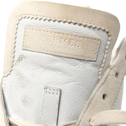 Hermes Calfskin Suede Goatskin Bouncing Sneakers 39 White 10 of 12