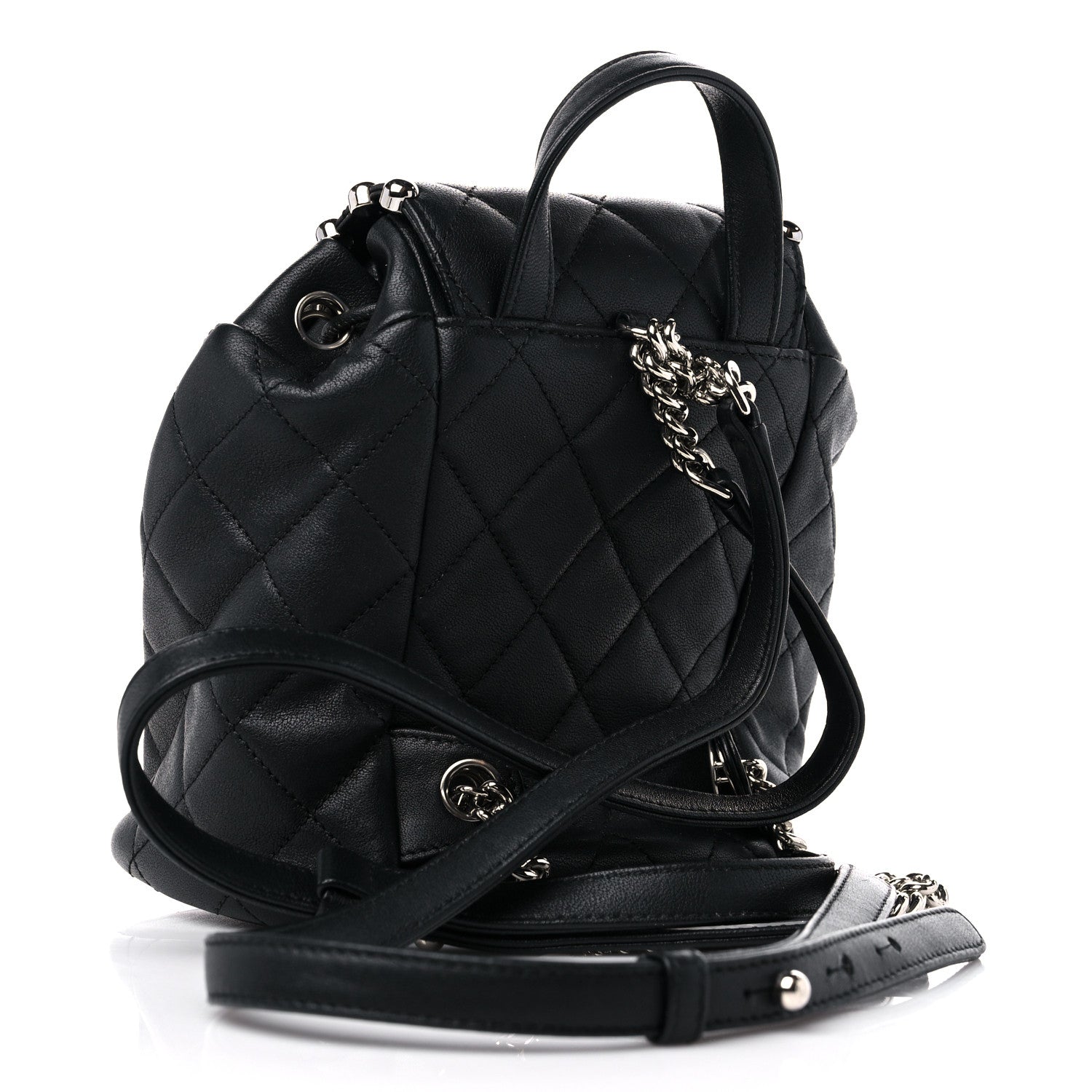 Chanel Lambskin Quilted Metallic Bubble Backpack Black 4 of 12