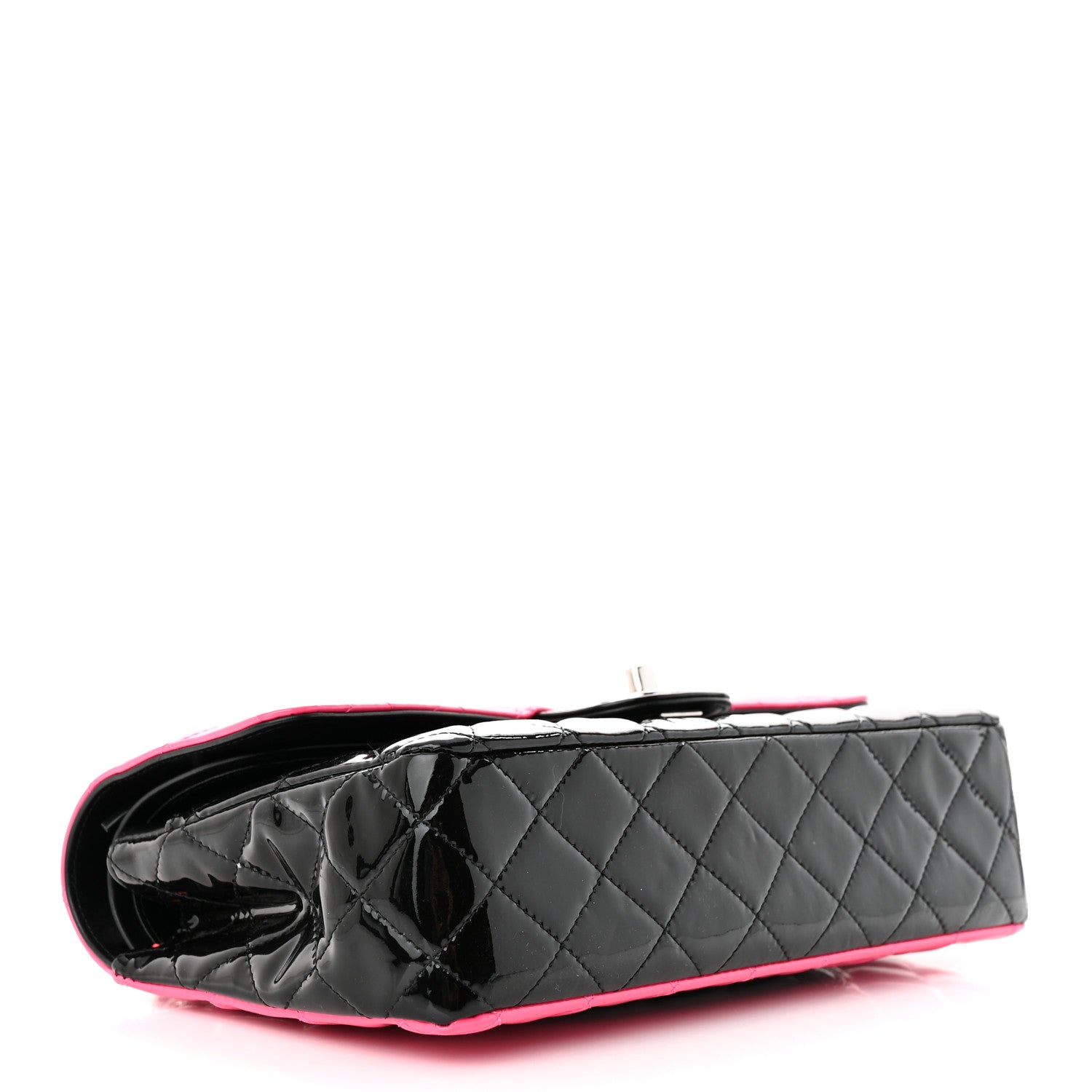 Chanel Patent Calfskin Quilted Bi-Color Medium Double Flap Pink Black 4 of 13