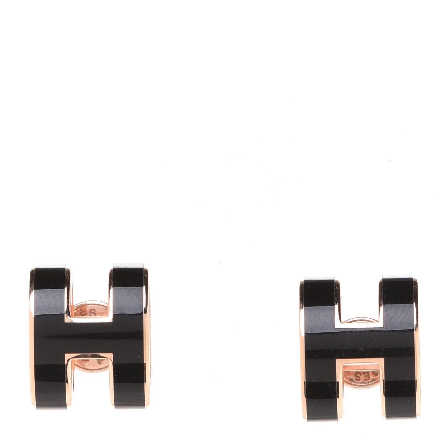 Rose Gold Lacquered Pop H Earrings Black