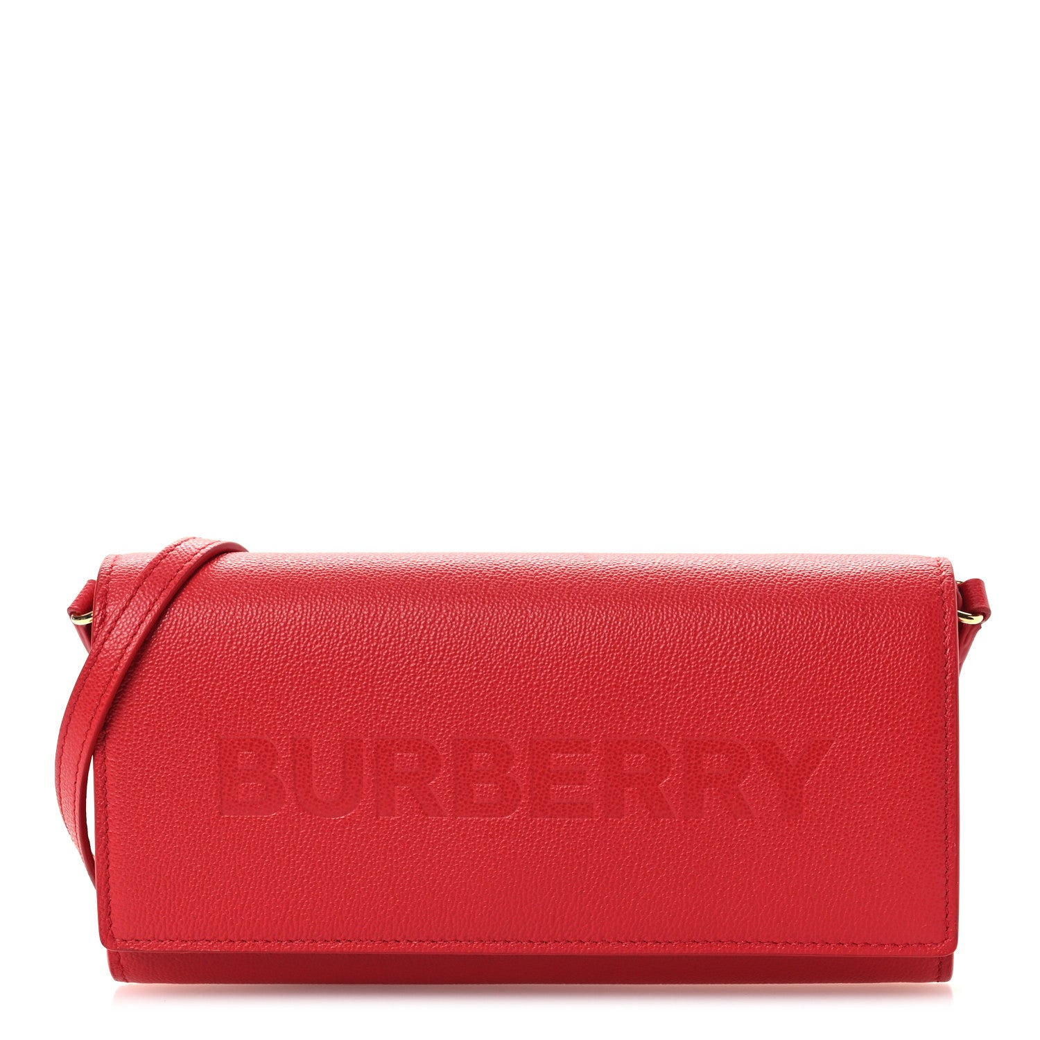 Burberry Grainy Calfskin Logo Henley Wallet On Chain Red 1 of 15