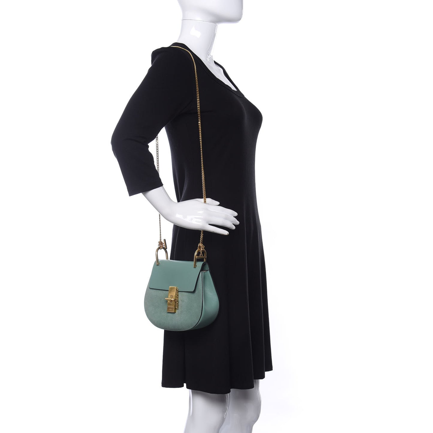 Suede Smooth Calfskin Mini Drew Shoulder Bag Happy Green