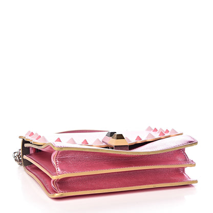 Fendi Vitello Catalan Mirror Scalloped Multi Studded Small Kan I Shoulder Bag Fuxia Chiaro 4 of 10